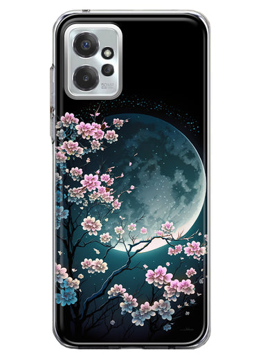 Motorola Moto G Power 2023 Kawaii Manga Pink Cherry Blossom Full Moon Hybrid Protective Phone Case Cover