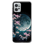 Motorola Moto G Power 2023 Kawaii Manga Pink Cherry Blossom Full Moon Hybrid Protective Phone Case Cover