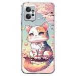 Motorola Moto G Power 2023 Kawaii Manga Pink Cherry Blossom Cute Cat Hybrid Protective Phone Case Cover