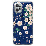 Motorola Moto G Power 2023 Kawaii Japanese Pink Cherry Blossom Navy Blue Hybrid Protective Phone Case Cover