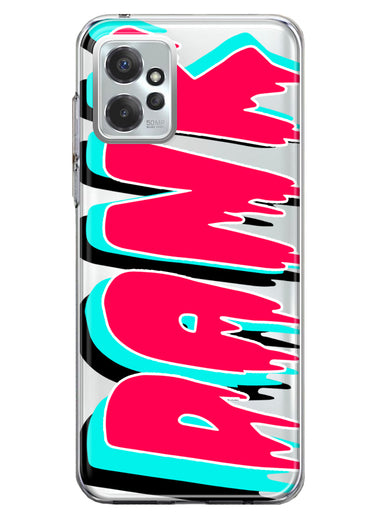 Motorola Moto G Power 2023 Teal Pink Clear Funny Text Quote Dank Hybrid Protective Phone Case Cover