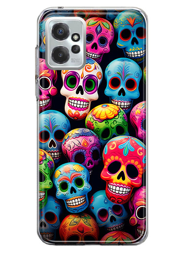 Motorola Moto G Power 2023 Halloween Spooky Colorful Day of the Dead Skulls Hybrid Protective Phone Case Cover