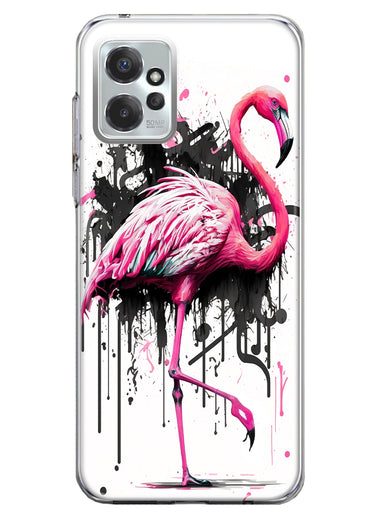 Motorola Moto G Power 2023 Pink Flamingo Painting Graffiti Hybrid Protective Phone Case Cover