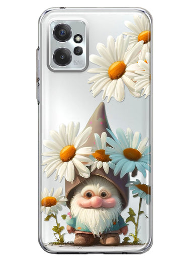 Motorola Moto G Power 2023 Cute Gnome White Daisy Flowers Floral Hybrid Protective Phone Case Cover