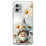 Motorola Moto G Power 2023 Cute Gnome White Daisy Flowers Floral Hybrid Protective Phone Case Cover