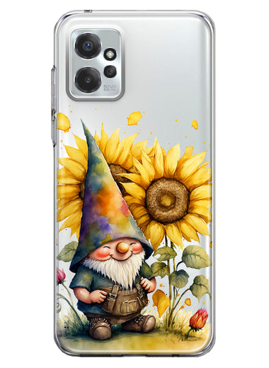 Motorola Moto G Power 2023 Cute Gnome Sunflowers Clear Hybrid Protective Phone Case Cover