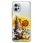 Motorola Moto G Power 2023 Cute Gnome Sunflowers Clear Hybrid Protective Phone Case Cover