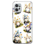 Motorola Moto G Power 2023 Cute White Blue Daisies Gnomes Hybrid Protective Phone Case Cover