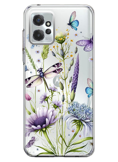 Motorola Moto G Power 2023 Lavender Dragonfly Butterflies Spring Flowers Hybrid Protective Phone Case Cover