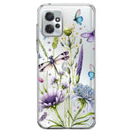 Motorola Moto G Power 2023 Lavender Dragonfly Butterflies Spring Flowers Hybrid Protective Phone Case Cover