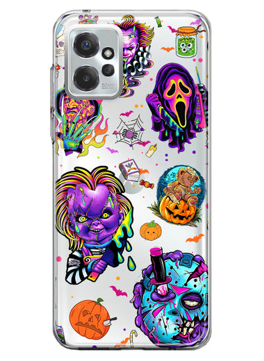 Motorola Moto G Power 2023 Cute Halloween Spooky Horror Scary Neon Characters Hybrid Protective Phone Case Cover