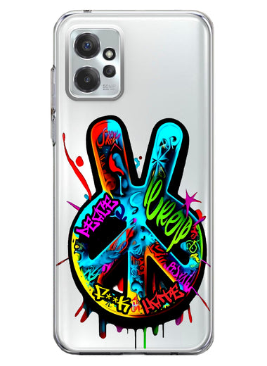Motorola Moto G Power 2023 Peace Graffiti Painting Art Hybrid Protective Phone Case Cover