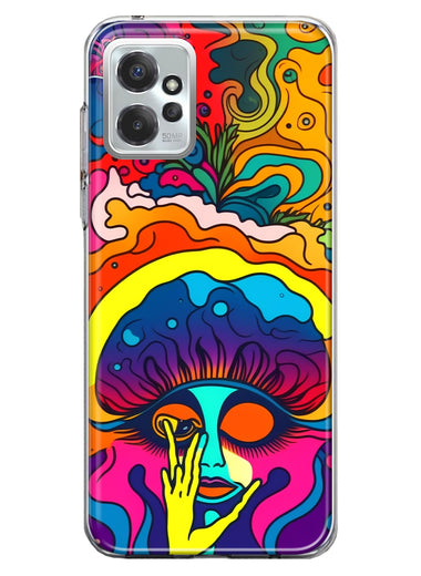 Motorola Moto G Power 2023 Neon Rainbow Psychedelic Trippy Hippie Big Brain Hybrid Protective Phone Case Cover