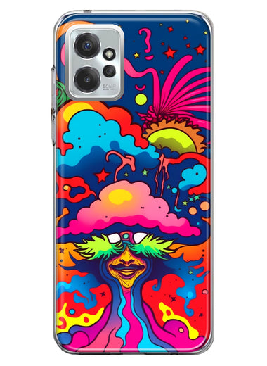 Motorola Moto G Power 2023 Neon Rainbow Psychedelic Trippy Hippie Bomb Star Dream Hybrid Protective Phone Case Cover