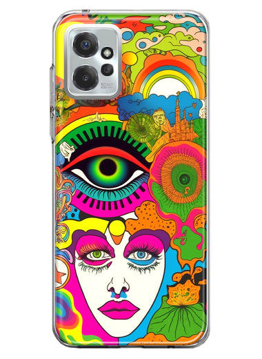 Motorola Moto G Power 2023 Neon Rainbow Psychedelic Trippy Hippie DaydreamHybrid Protective Phone Case Cover