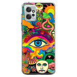 Motorola Moto G Power 2023 Neon Rainbow Psychedelic Trippy Hippie Multiple Eyes Hybrid Protective Phone Case Cover