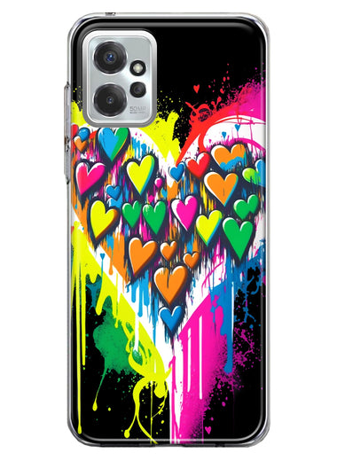Motorola Moto G Power 2023 Colorful Rainbow Hearts Love Graffiti Painting Hybrid Protective Phone Case Cover