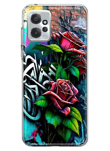 Motorola Moto G Power 2023 Red Roses Graffiti Painting Art Hybrid Protective Phone Case Cover
