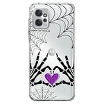 Motorola Moto G Power 2023 Halloween Skeleton Heart Hands Spooky Spider Web Hybrid Protective Phone Case Cover