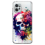 Motorola Moto G Power 2023 Fantasy Skull Red Purple Roses Hybrid Protective Phone Case Cover