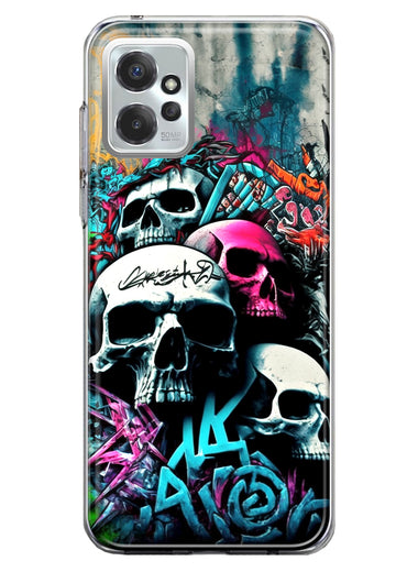 Motorola Moto G Power 2023 Skulls Graffiti Painting Art Hybrid Protective Phone Case Cover