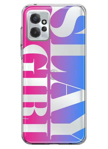Motorola Moto G Power 2023 Pink Blue Clear Funny Text Quote Slay Girl Hybrid Protective Phone Case Cover