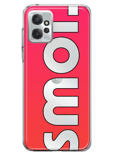 Motorola Moto G Power 2023 Red Pink Clear Funny Text Quote Smol Hybrid Protective Phone Case Cover