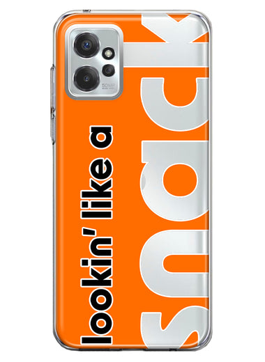 Motorola Moto G Power 2023 Orange Clear Funny Text Quote Snack Hybrid Protective Phone Case Cover