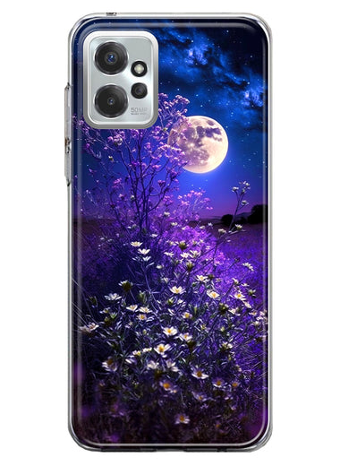 Motorola Moto G Power 2023 Spring Moon Night Lavender Flowers Floral Hybrid Protective Phone Case Cover