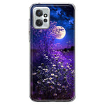 Motorola Moto G Power 2023 Spring Moon Night Lavender Flowers Floral Hybrid Protective Phone Case Cover
