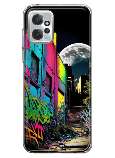 Motorola Moto G Power 2023 Urban City Full Moon Graffiti Painting Art Hybrid Protective Phone Case Cover