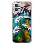 Motorola Moto G Power 2023 White Daisies Graffiti Wall Art Painting Hybrid Protective Phone Case Cover