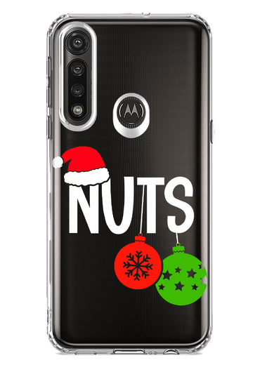 Motorola G Power 2020 Christmas Funny Couples Chest Nuts Ornaments Hybrid Protective Phone Case Cover