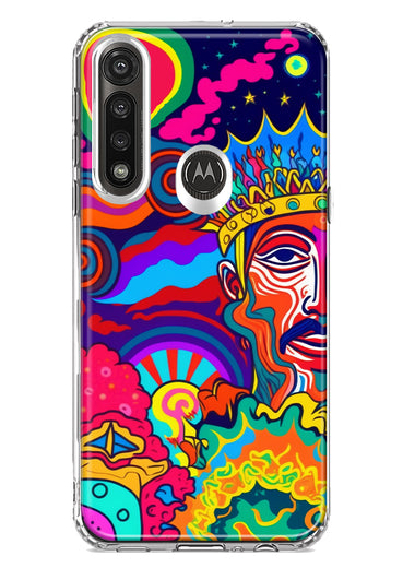 Motorola Moto G Power Neon Rainbow Psychedelic Indie Hippie Indie King Hybrid Protective Phone Case Cover