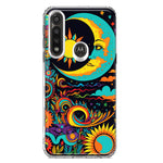 Motorola Moto G Power Neon Rainbow Psychedelic Indie Hippie Indie Moon Hybrid Protective Phone Case Cover