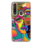 Motorola Moto G Power Neon Rainbow Psychedelic Hippie One Eye Pop Art Hybrid Protective Phone Case Cover