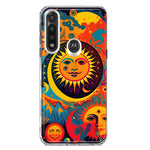 Motorola Moto G Power Neon Rainbow Psychedelic Indie Hippie Sun Moon Hybrid Protective Phone Case Cover