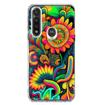 Motorola Moto G Power Neon Rainbow Psychedelic Indie Hippie Sunflowers Hybrid Protective Phone Case Cover