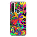 Motorola Moto G Power Neon Rainbow Psychedelic Hippie Wild Flowers Hybrid Protective Phone Case Cover