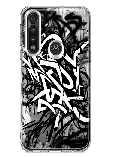 Motorola G Power 2020 Black White Urban Graffiti Hybrid Protective Phone Case Cover