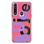 Motorola G Power 2020 Pink Purple Clear Funny Text Quote Boujee Hybrid Protective Phone Case Cover