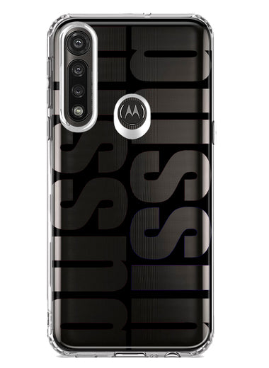 Motorola G Power 2020 Black Clear Funny Text Quote Bussin Hybrid Protective Phone Case Cover