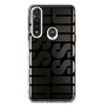 Motorola G Power 2020 Black Clear Funny Text Quote Bussin Hybrid Protective Phone Case Cover