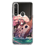 Motorola G Power 2020 Kawaii Manga Pink Cherry Blossom Japanese Girl Boat Hybrid Protective Phone Case Cover