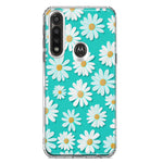 Motorola Moto G Power Turquoise Teal White Daisies Cute Daisy Polka Dots Double Layer Phone Case Cover