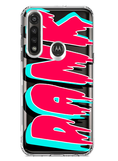 Motorola G Power 2020 Teal Pink Clear Funny Text Quote Dank Hybrid Protective Phone Case Cover