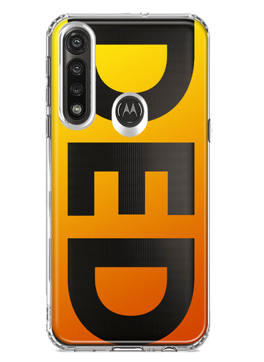 Motorola G Power 2020 Orange Yellow Clear Funny Text Quote Ded Hybrid Protective Phone Case Cover