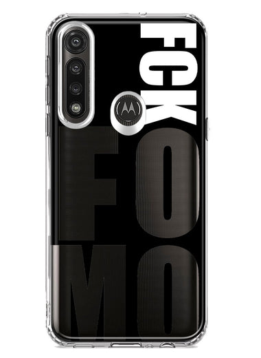 Motorola G Power 2020 Black Clear Funny Text Quote Fckfomo Hybrid Protective Phone Case Cover