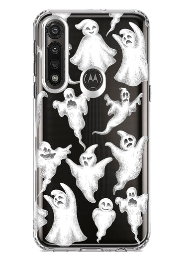 Motorola G Power 2020 Cute Halloween Spooky Floating Ghosts Horror Scary Hybrid Protective Phone Case Cover