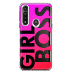 Motorola G Power 2020 Pink Clear Funny Text Quote Girl Boss Hybrid Protective Phone Case Cover